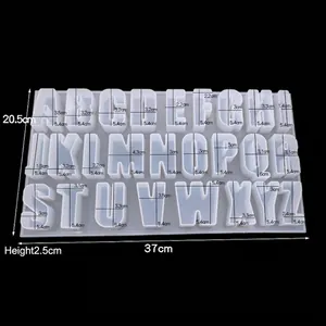 DIY silicone mold for 26 uppercase letters with 37x20.5cm dimensions for resin jewelry