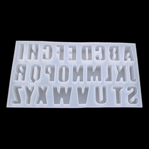 Macro shot of 26 uppercase alphabet silicone mold for DIY crystal epoxy resin jewelry making