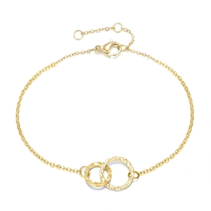 Bracelet minimaliste en acier inoxydable doré avec des cercles entrelacés martelés
