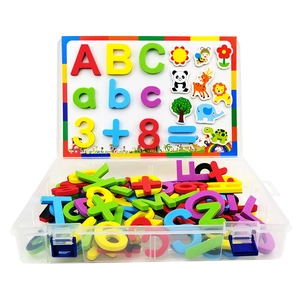 Educational colorful magnetic EVA foam alphabet letters and numbers set in a storage box