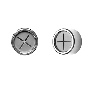 Self-adhesive round towel hooks with silver chrome finish and gray silicone grip insert