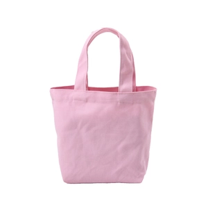 Minimalist pink canvas lunch tote bag with double handles for daily storage and makeup