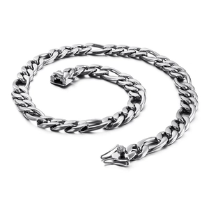Polished silver stainless steel Cuban link chain necklace with secure lobster clasp