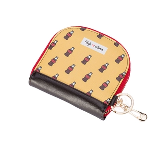 Cartoon cola mini shell coin purse with High calorie patch and gold keychain ring