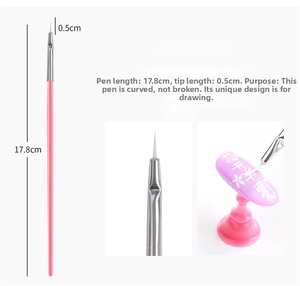 Detail of 17.8cm nail art liner brush with curved tip for precise floral painting