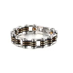 Men Stainless Steel Motorcycle Chain Bracelet Heavy Industrial Punk Style Mechanical Link Wrist Jewelry