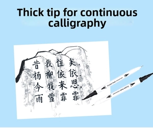 Close-up of dual-tip watercolor markers with soft brush and fine tips for art and drawing