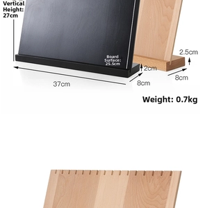 Detail of wooden necklace display stand showing dimensions and L-shaped support base