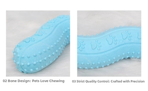 Close-up of nubby texture design and premium rubber material on dog teething toy