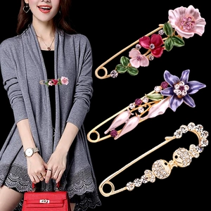 Spilla A Balia Grande In Lega Per Donna Con Strass Smalto Floreale Farfalla Clip Per Sciarpa Gioielli