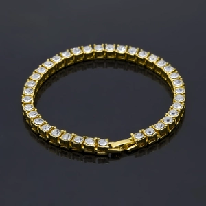 Bracciale Tennis Hip Hop Lega Strass Scintillante Fila Completa Gioielli Moda Uomo Donna