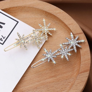 Rhinestone Star Snowflake Hair Clip Alloy Sparkling Starry Hairpin For Women Girls Fashion Headpiece Accessories