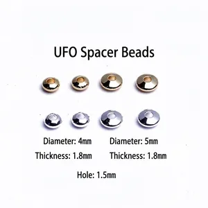 14K gold plated saucer spacer beads for DIY jewelry making in gold and silver finish