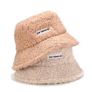 Chapeau Bob Femme Hiver Chaud Velours Teddy Sherpa Polaire Épaissi Chapeau De Pêcheur Broderie Lettre Couleur Unie Accessoire