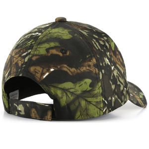 Leaf camouflage baseball cap shown from a 45-degree back angle with adjustable strap