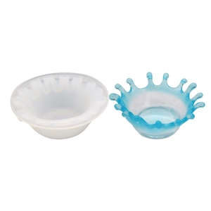 Crown shaped silicone resin mold with finished blue gradient crystal drop pendant craft