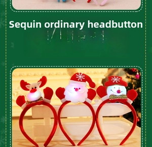 Detailed size specifications for LED Christmas headband with Santa and reindeer motifs
