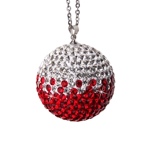 Elegant diamond-encrusted car interior pendant with a gradient red and white crystal ball