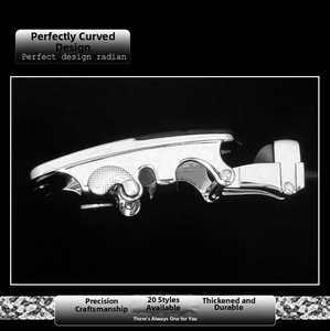 Detailed side view showing the curved silver alloy automatic belt buckle mechanism