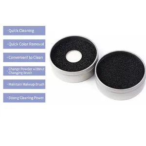 Portable makeup brush cleaner tin with activated carbon sponge for quick dry cleaning