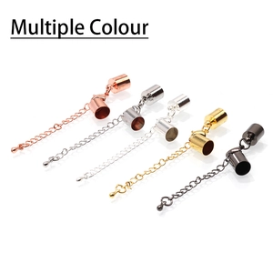 DIY jewelry fastener set with lobster clasps and extension chains in five metallic finishes
