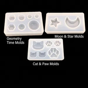 DIY Silicone Resin Molds For Jewelry Making Cat Paw Moon Star Geometry Shapes Transparent Craft Tools