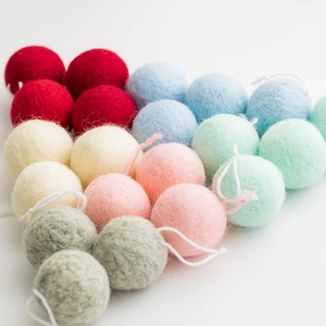 Colorful handmade wool felt balls with hanging ropes for DIY Christmas tree decoration