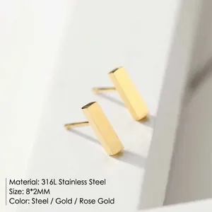 Minimalistische 316L Edelstahl Stab Ohrstecker in Gold, Silber und Roségold Ausführungen