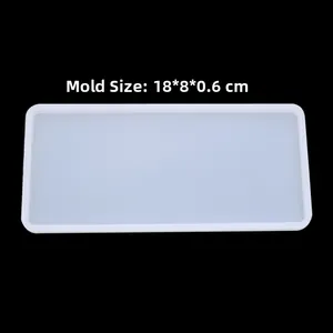 Translucent rectangular silicone resin mold for DIY crafts measuring 18x8x0.6 cm size