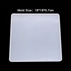 Square translucent silicone resin mold for DIY crafts, 18x18x0.7cm size on black background