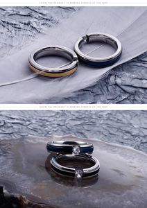 Détails de bagues minimalistes en acier inoxydable avec placage coloré et zircone cubique
