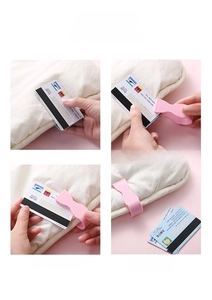 Installation guide for pink bow duvet clips showing step-by-step assembly process