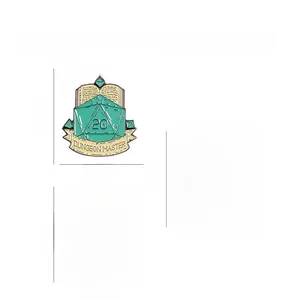 Detail showing eco-friendly alloy D&D enamel pins with sizes and weights specifications