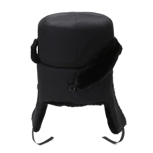 Winter thermal trapper hat with thick faux fur lining and ear flaps for wind protection