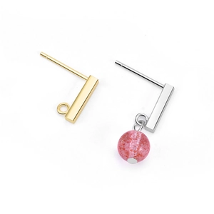 S925 sterling silver bar drop earrings with loop available in gold and silver finish