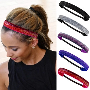 Glitter elastic headbands for girls in five colors including red, black, and silver
