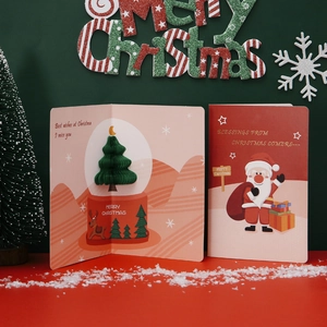 3D Weihnachtsbaum Grußkarte Set mit Weihnachtsmann Design Festliche Karte für Feiertage Geschenke.