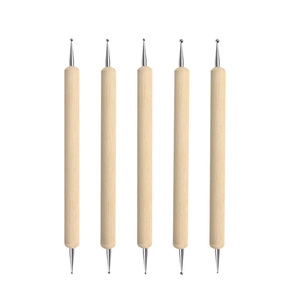 Outils De Dotting Nail Art Manche En Bois Tête À Bille En Acier Inoxydable Double Embout Stylos De Peinture Pour Manucure Professionnel