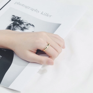 Minimalist gold plated thick domed ring with a polished mirror finish for women