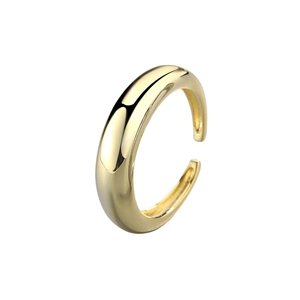 Minimalist gold plated adjustable open ring with a polished mirror finish for women