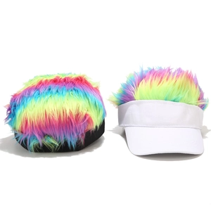 Rainbow wig baseball cap in black and white styles for festive parties and golf events