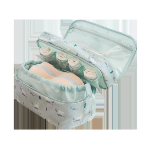 Mint green unicorn travel underwear organizer bag with dual-layer compartments