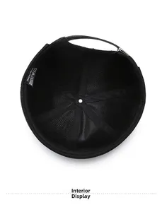 Detail view of the breathable fabric lining and six-panel stitching inside the docker cap