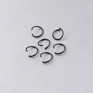 Pack of six black stainless steel open jump rings for DIY jewelry making accessories
