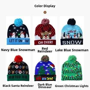 Six bonnets de Noël à LED avec bonhomme de neige, renne et motifs festifs variés