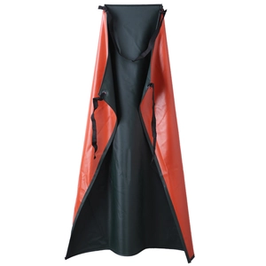 Waterproof double-layered kitchen apron in vibrant orange and dark green professional fabric