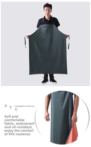Close-up of waterproof double-layered PVC apron fabric in green and orange