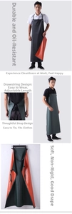 Detail view of double-layer waterproof apron with oil-resistant fabric and adjustable ties