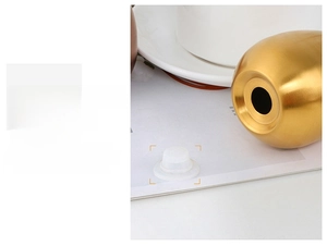 Macro detail of food-grade white silicone plug and gold stainless steel seasoning jar lid