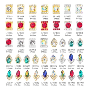 Detailed catalog of 3D alloy nail art charms with colorful gemstones and pearls